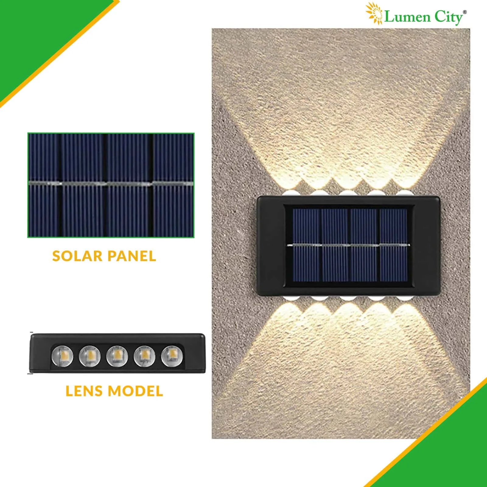 Solar Garden Wall Light – 10 LED Lens | IP65 | Auto On/Off - Image 7