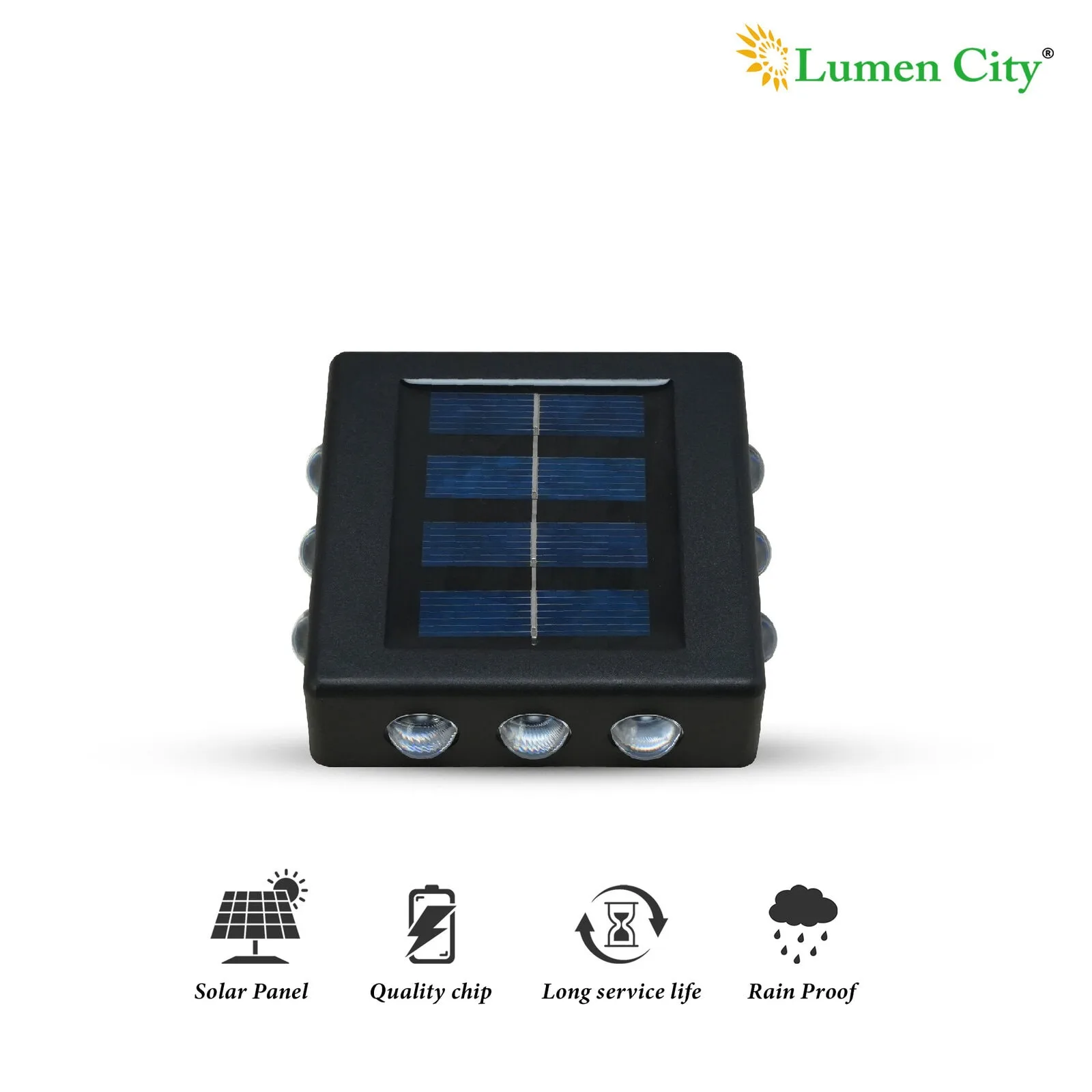 Solar Exterior Wall Light 12 Lens – Auto On/Off | IP65 | Set of 2 - Image 5