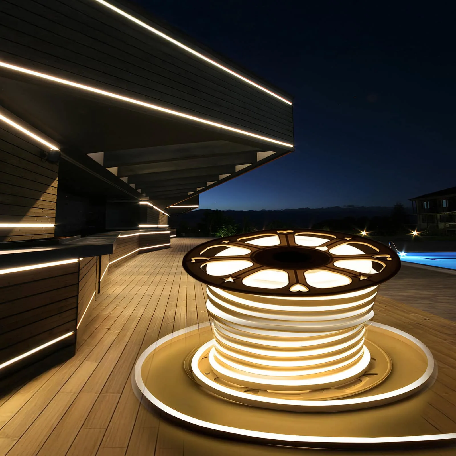 50 Meter Waterproof LED Profile Light Strip 220V – No Adapter Required | IP65 | Warm White