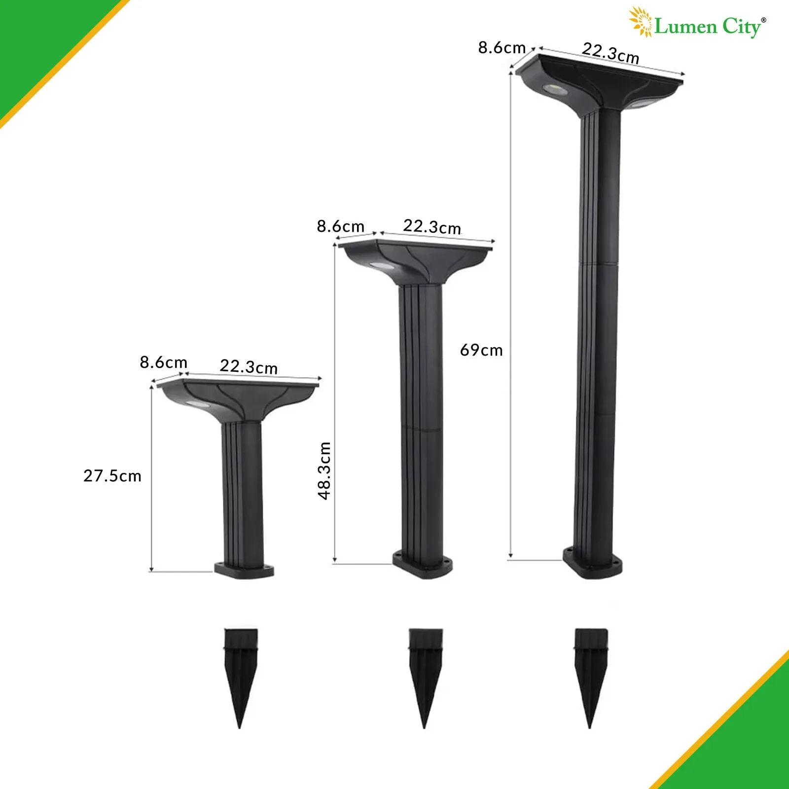 5W Solar Lawn Light – COB LED | Expandable 700mm | IP65 - Image 2