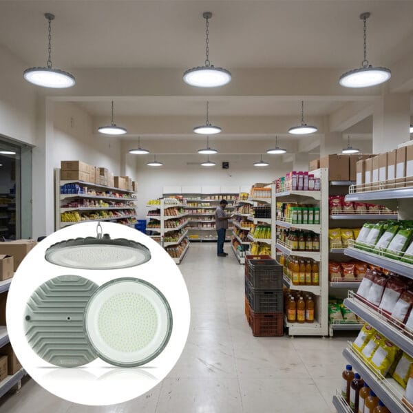 Final 100 Watt Slim Flood Light Hero Image Installed in a super market