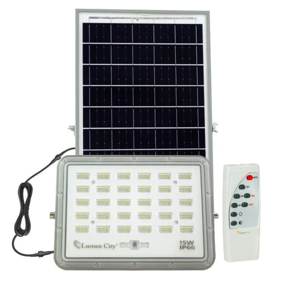 15W all-in-one solar flood light – aluminium body, 8-12Hr backup, 3.2V 10Ah battery, IP66 waterproof, outdoor lighting India