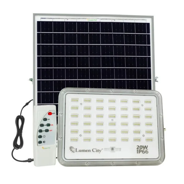 20W all-in-one solar flood light – large body, 8-12Hr backup, 3.2V 12Ah battery, IP66 waterproof, outdoor parking lighting India
