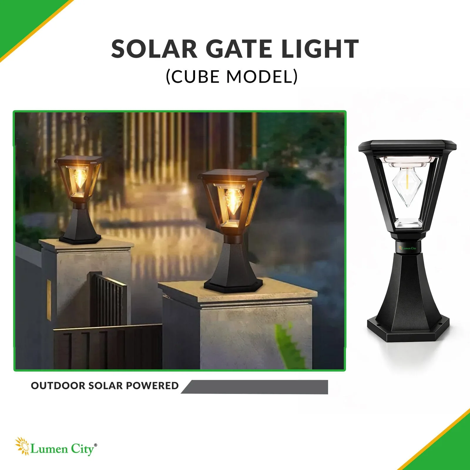 Solar Gate Pillar Light – Cube Model | Warm White | IP65 - Image 7