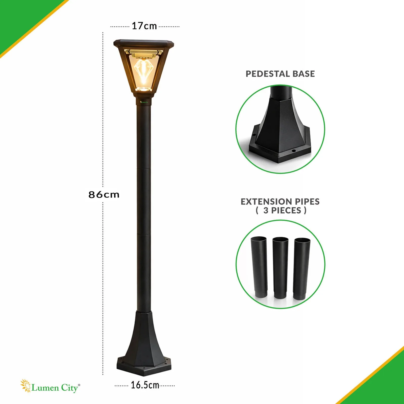 Solar Bollard Garden Light – Cube Model | Warm White | IP65 - Image 2