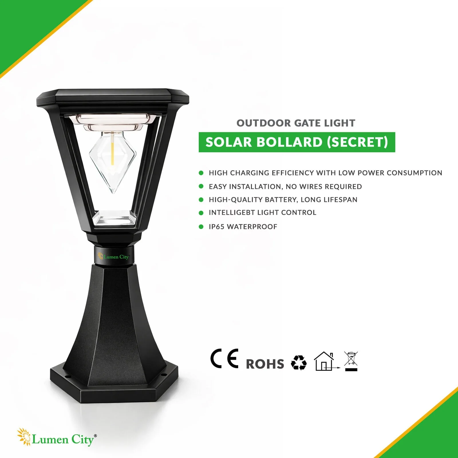 Solar Gate Pillar Light – Cube Model | Warm White | IP65 - Image 4