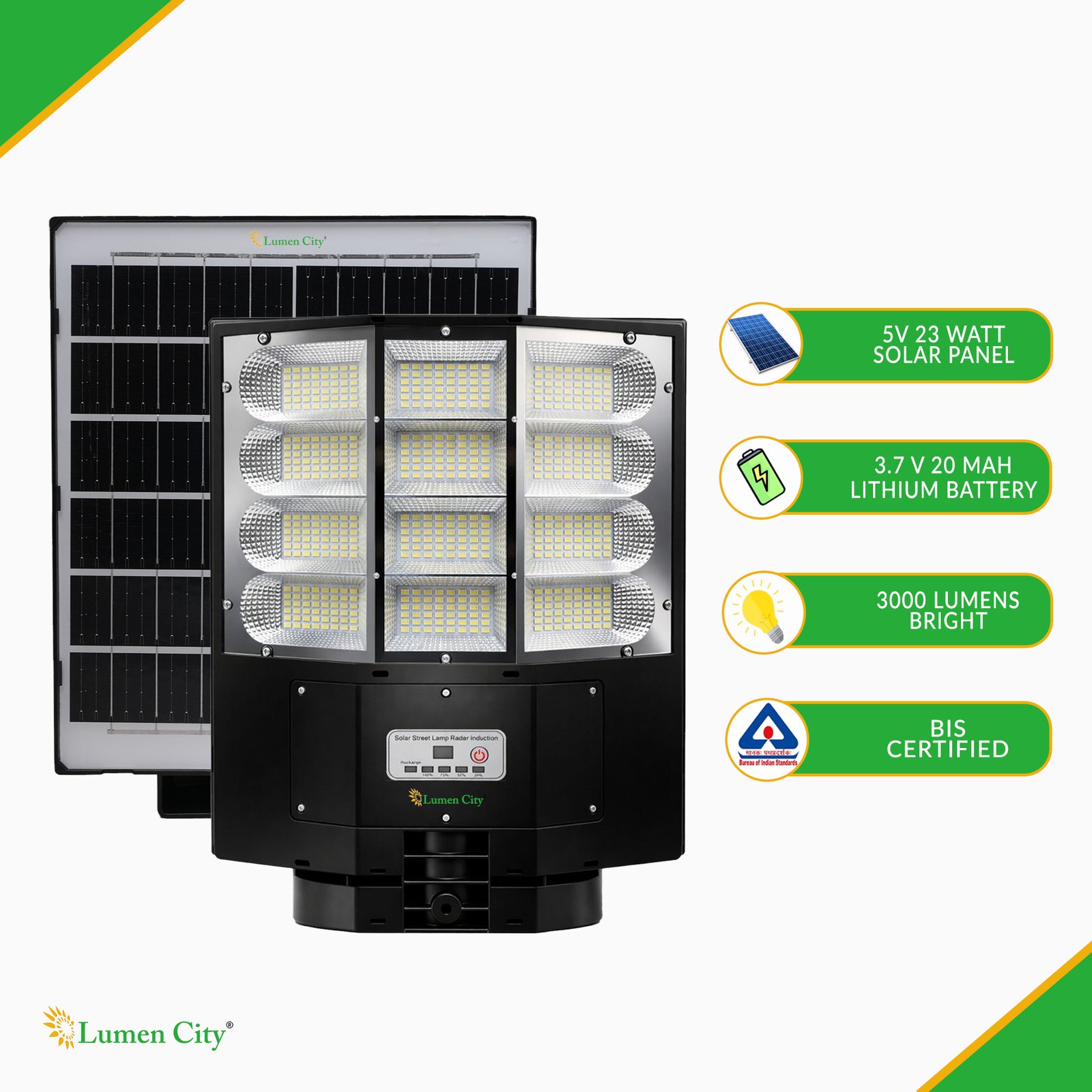 Solar Street Light 15W | Remote Control | 12 Hours Backup | 20000 mah Battery - Image 4