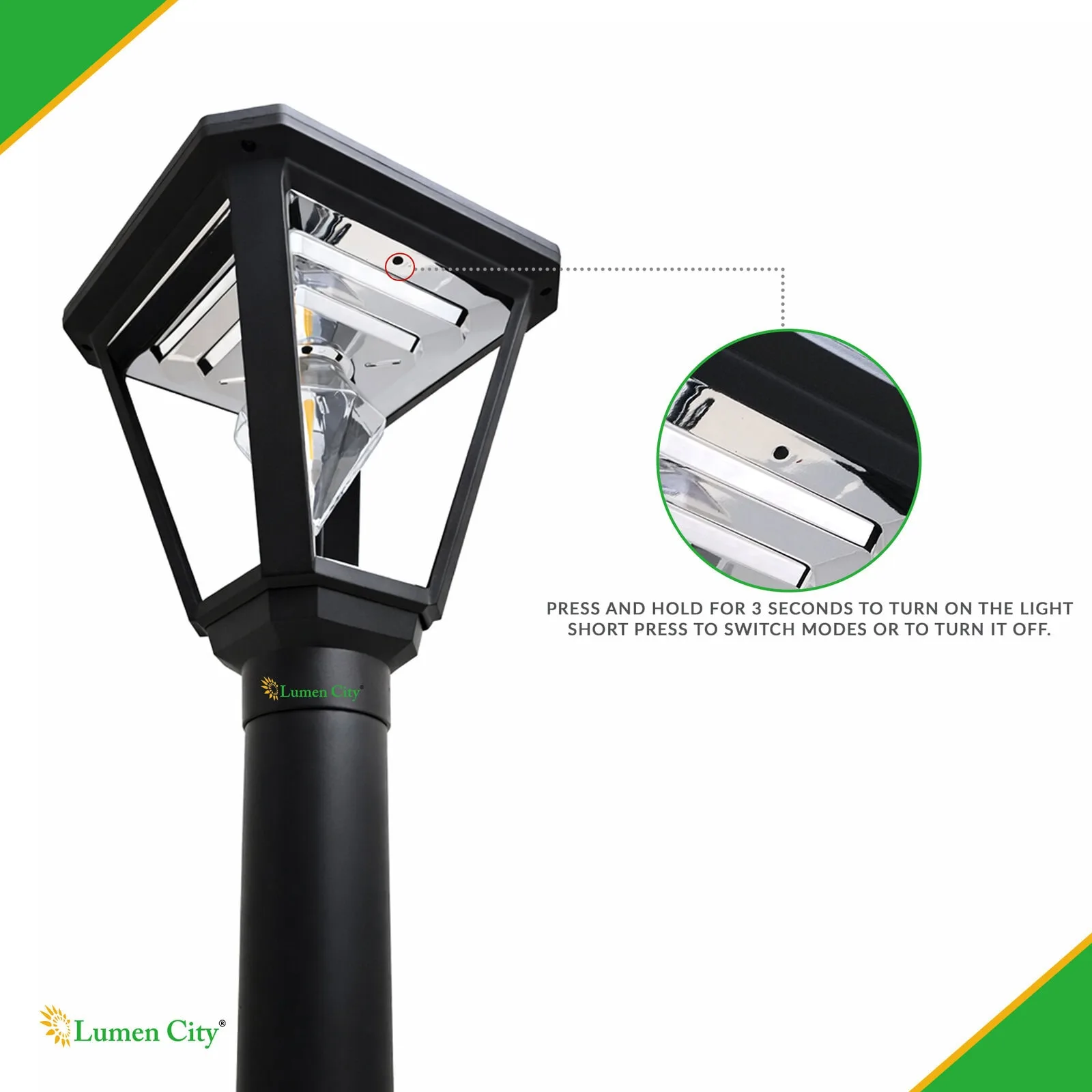 Solar Bollard Garden Light – Cube Model | Warm White | IP65 - Image 4