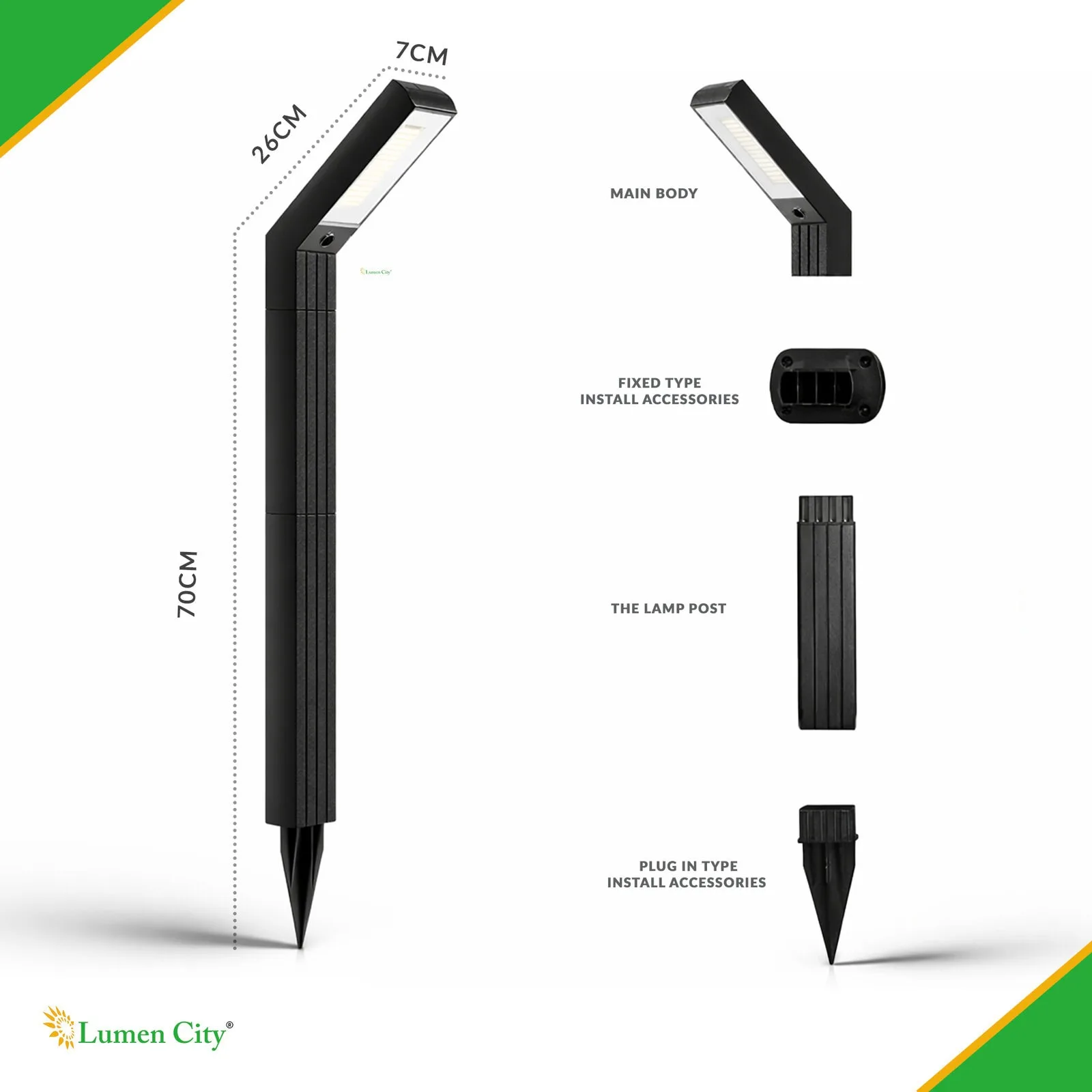 5W Solar Lawn Light – Expandable 700mm | Fixed-Spike | IP65 - Image 3