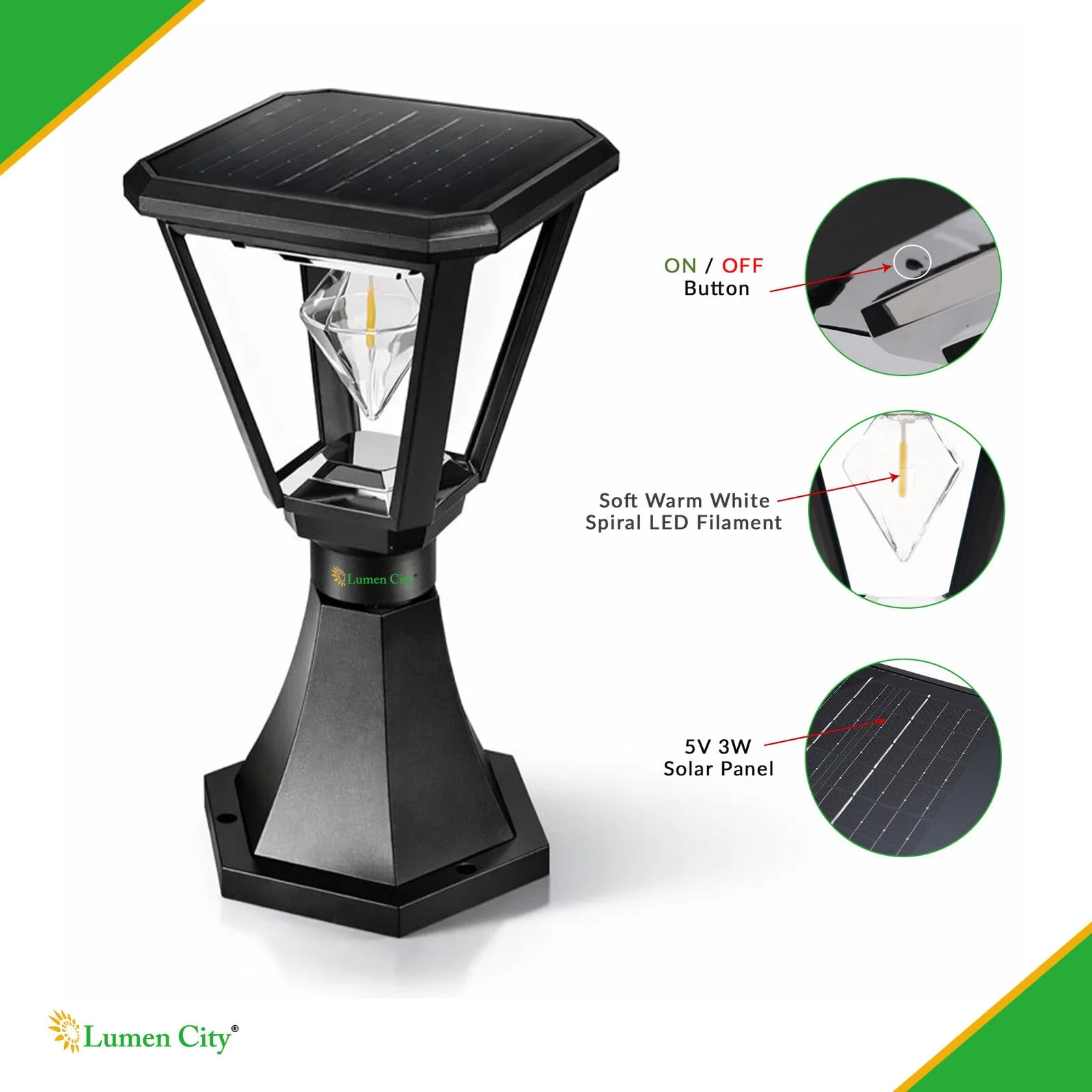 Solar Gate Pillar Light – Cube Model | Warm White | IP65 - Image 5
