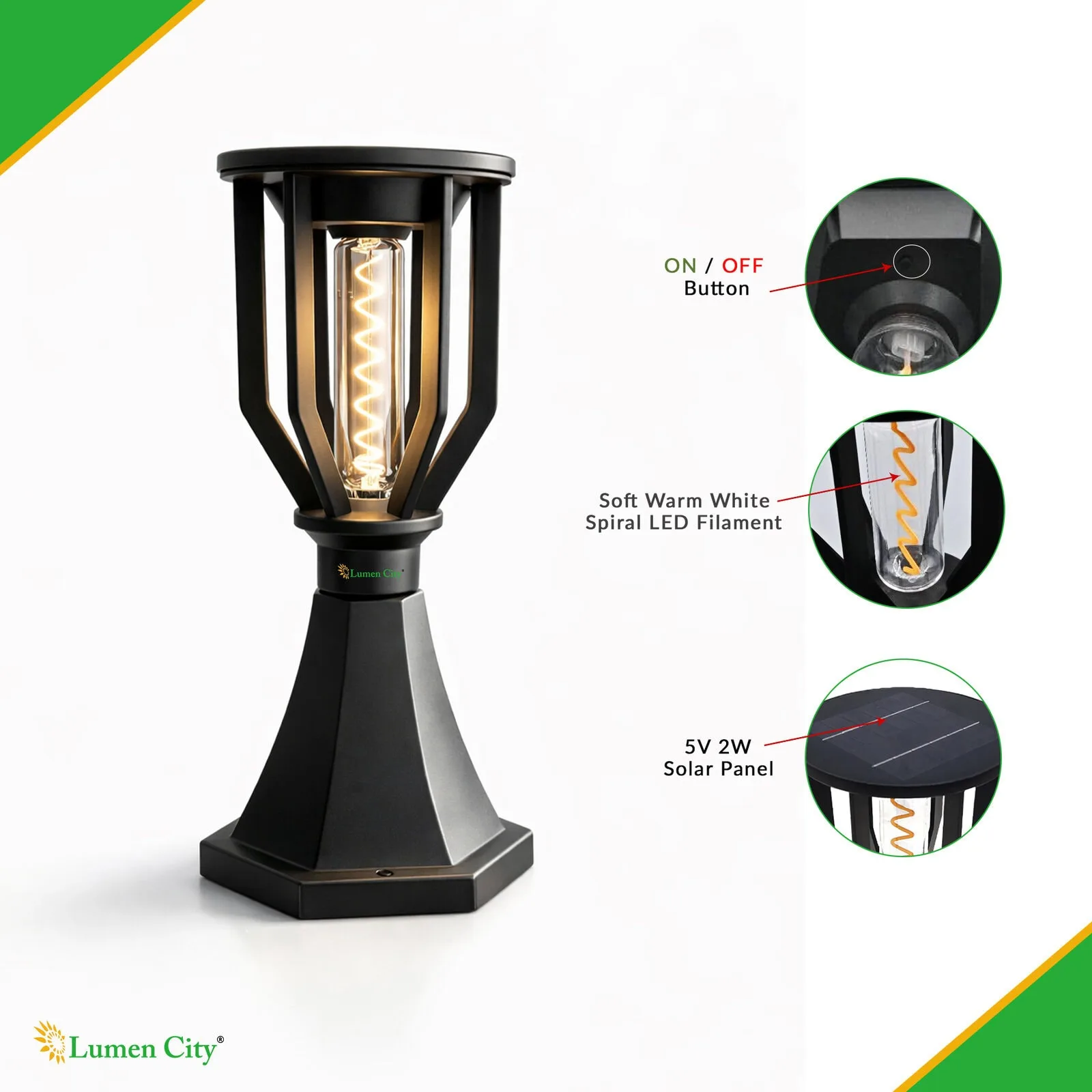 Solar Gate Pillar Light – Secret Model | Warm White | IP65 - Image 4