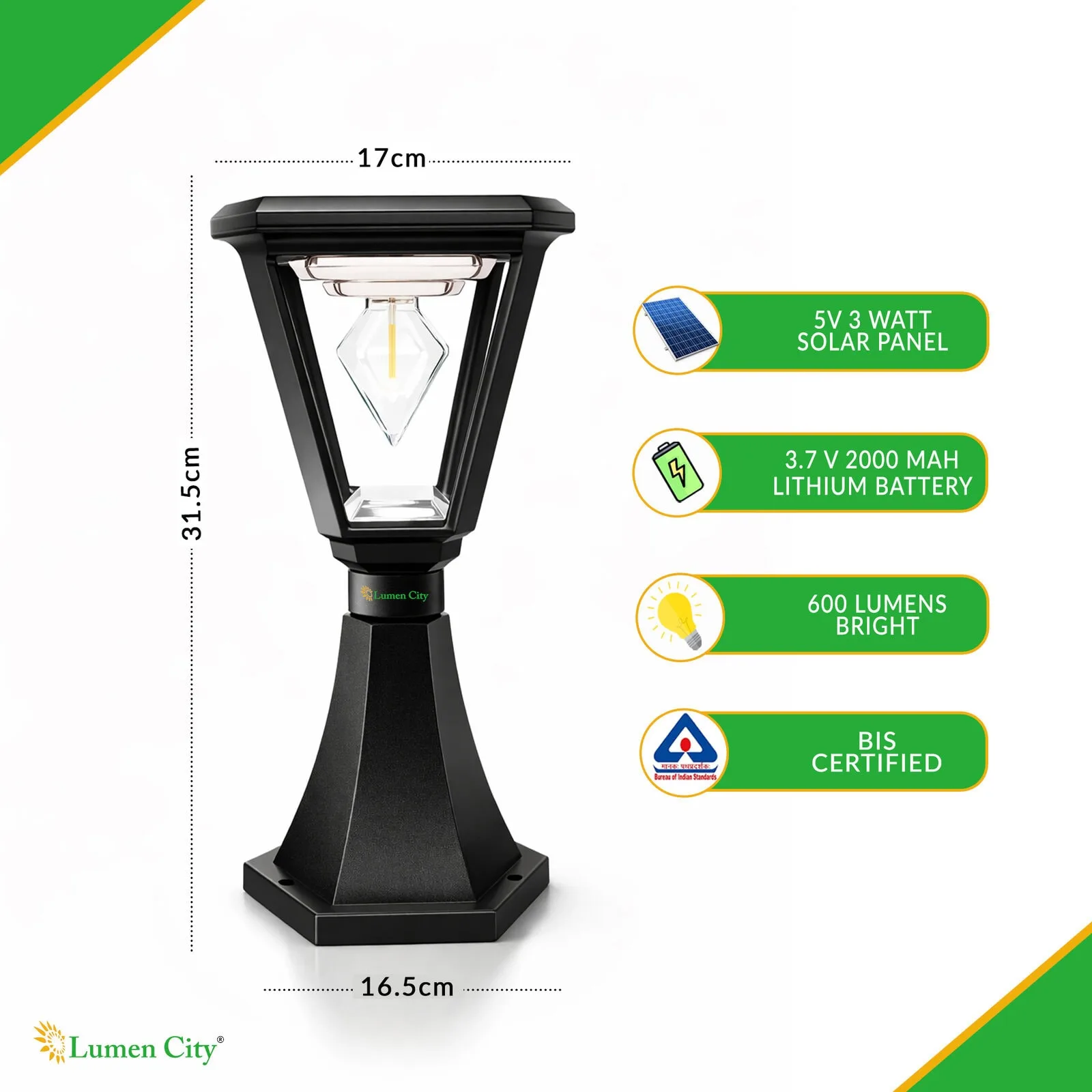 Solar Gate Pillar Light – Cube Model | Warm White | IP65 - Image 3