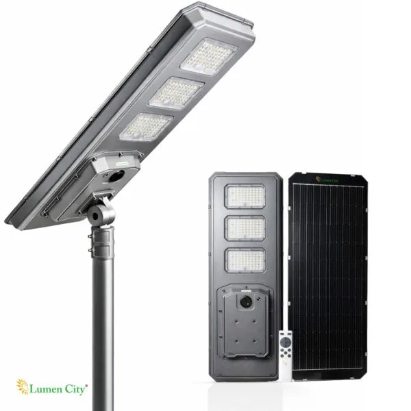 80W All-in-One Solar Street Light – Metal Body, IP65 Waterproof, 180 LED, 80Ah LiFePO4 Battery, Remote Control, Adjustable Bracket, Outdoor Street Lighting India