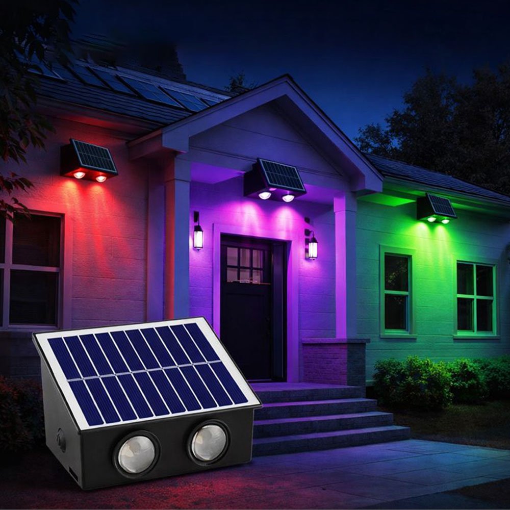 solar wall lights for home outdoor lighting with colorful LED illumination