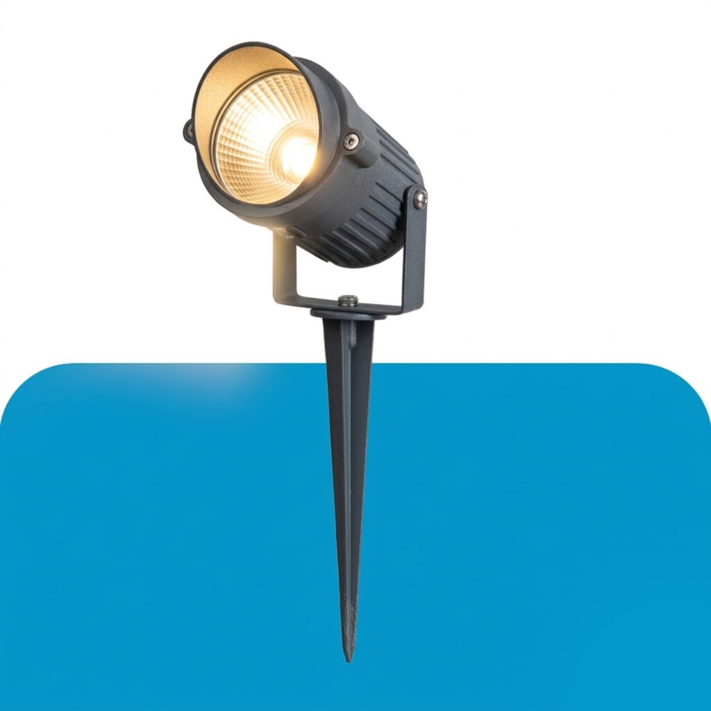LED garden spike light for outdoor landscape lighting in India, waterproof adjustable spotlight for trees, plants and pathway illumination