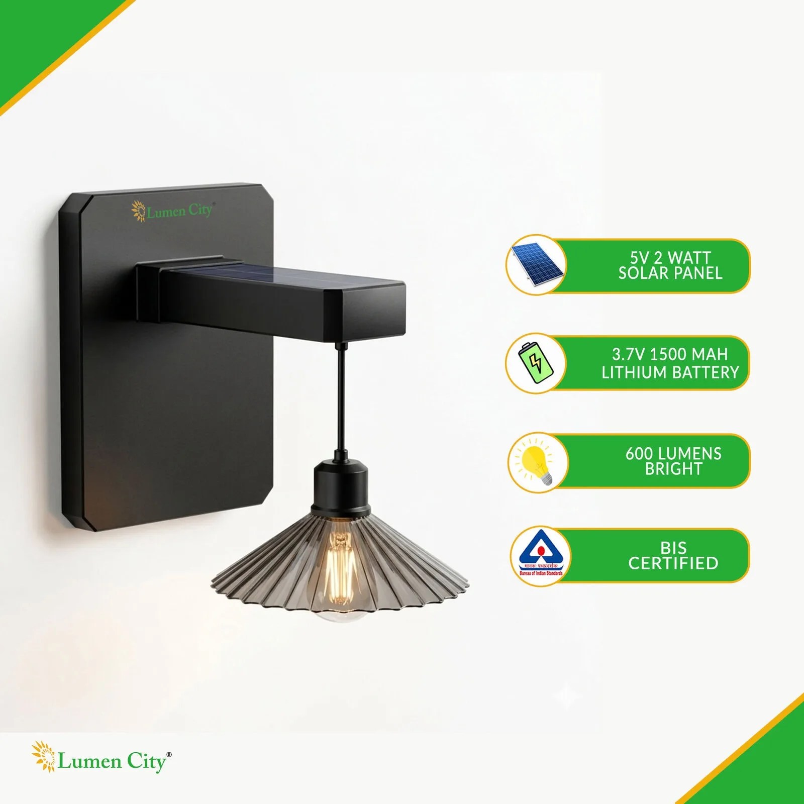 Solar Wall Light – Tungsten Style | Warm White | Full-Half Bright - Image 4