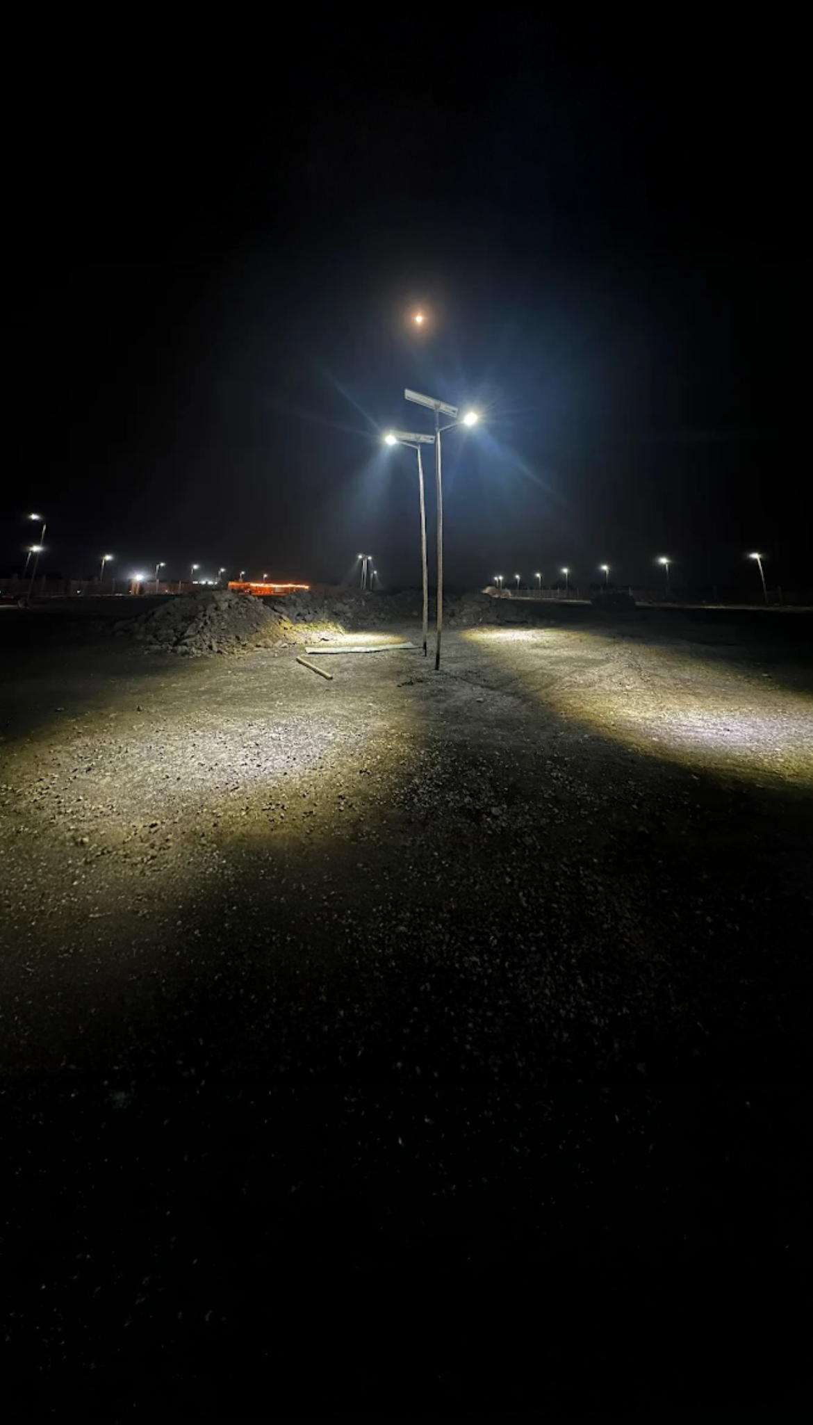 solar street light project installation providing public road lighting using solar energy