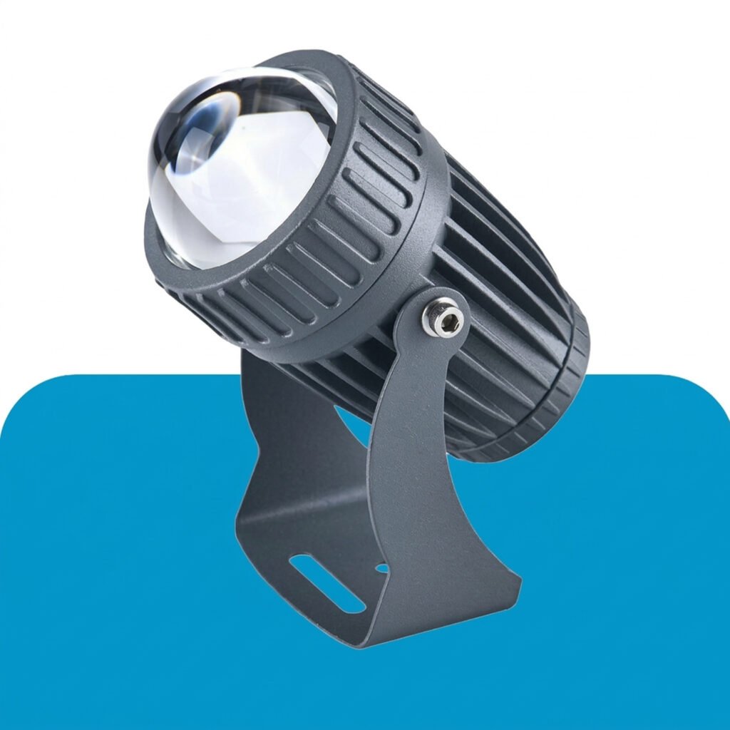 LED outdoor spotlight for garden and landscape lighting, adjustable spike light for trees, plants and architectural highlighting