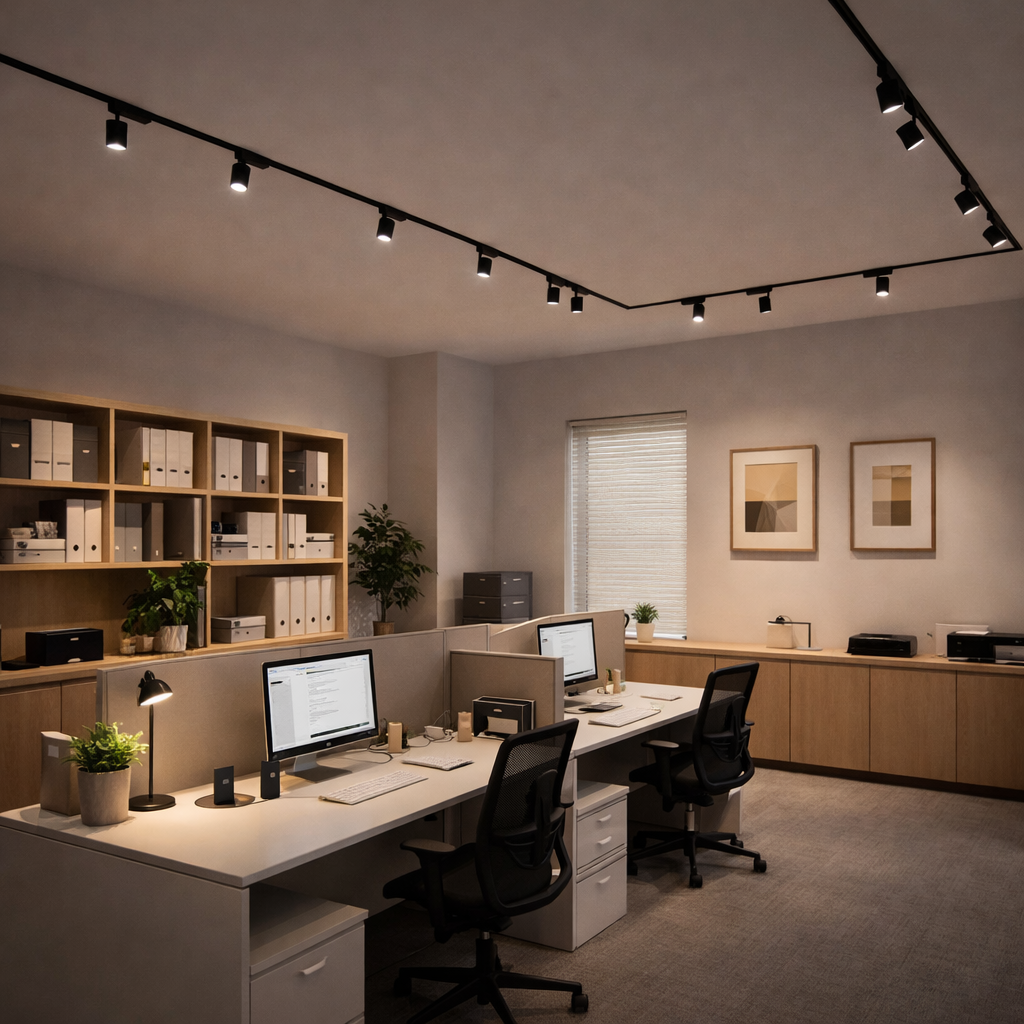 Magnetic Track Lights Installed in office
