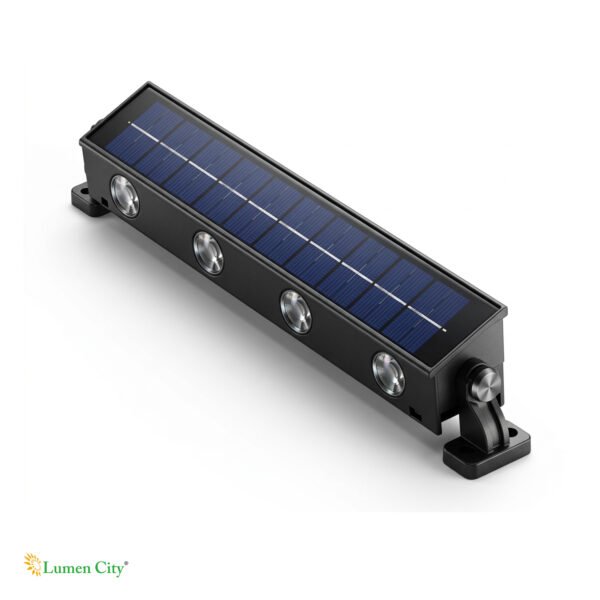 Solar Wall Washer Light – IP65 Weatherproof, 4 LED Warm White, 8-12Hr Backup, Expandable Snap-On, 2W Mono Solar Panel, Outdoor Garden Wall Light, India