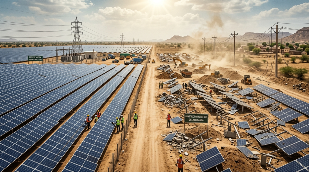 Solar Farm Drone View