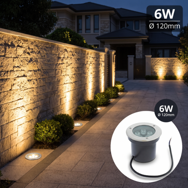 6 Watt Warm White Burial Light installed outside an Indian Home