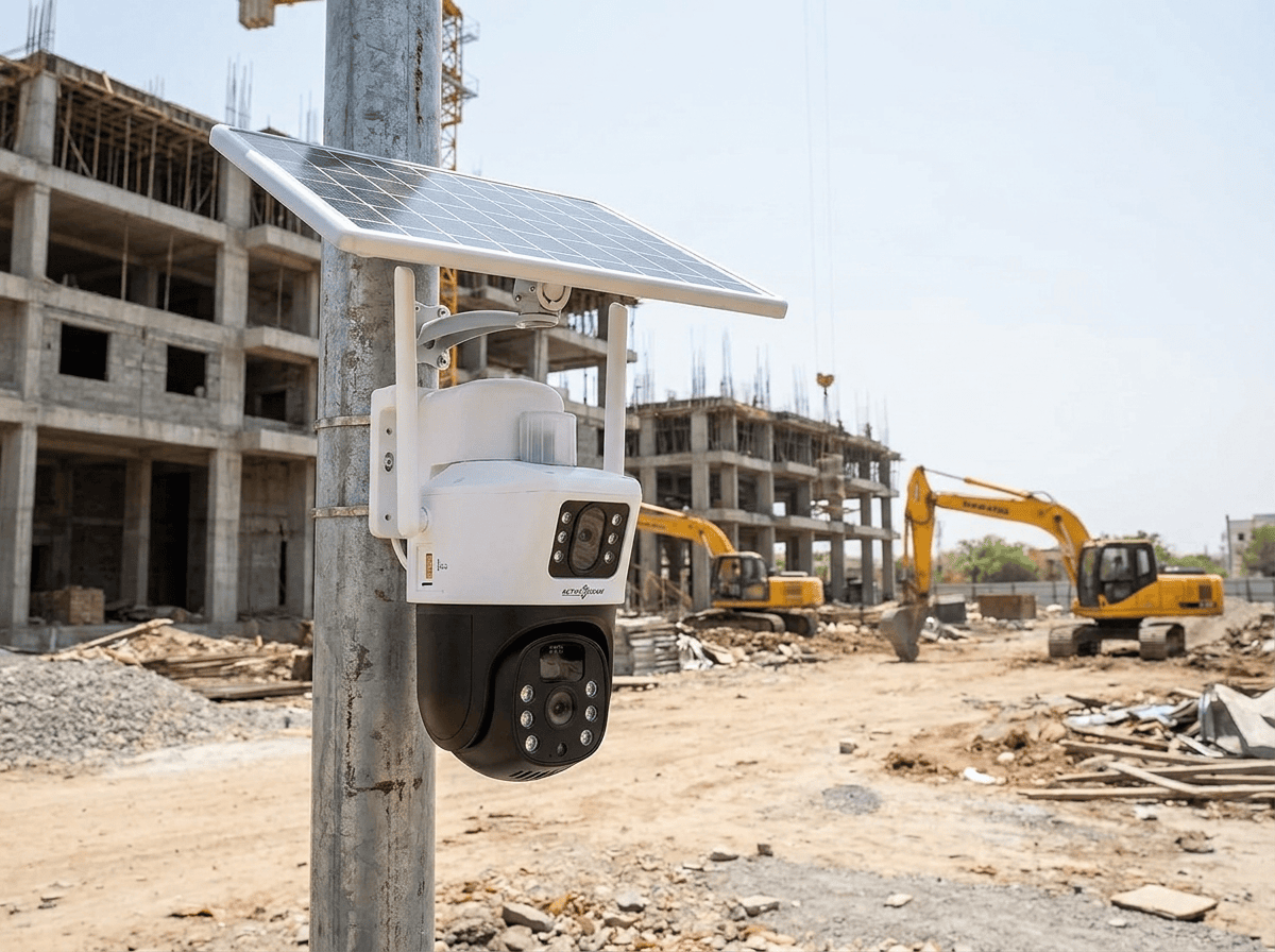 Wire-free solar CCTV camera installed at construction site