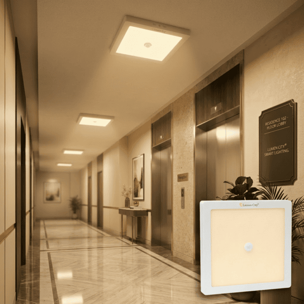 Motion Sensor panel light installed on the ceiling