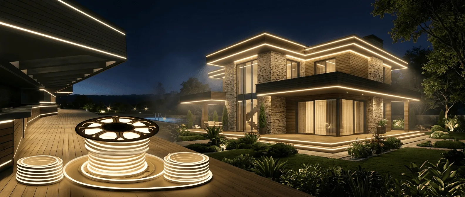 Silicon profile lights installed on a building
