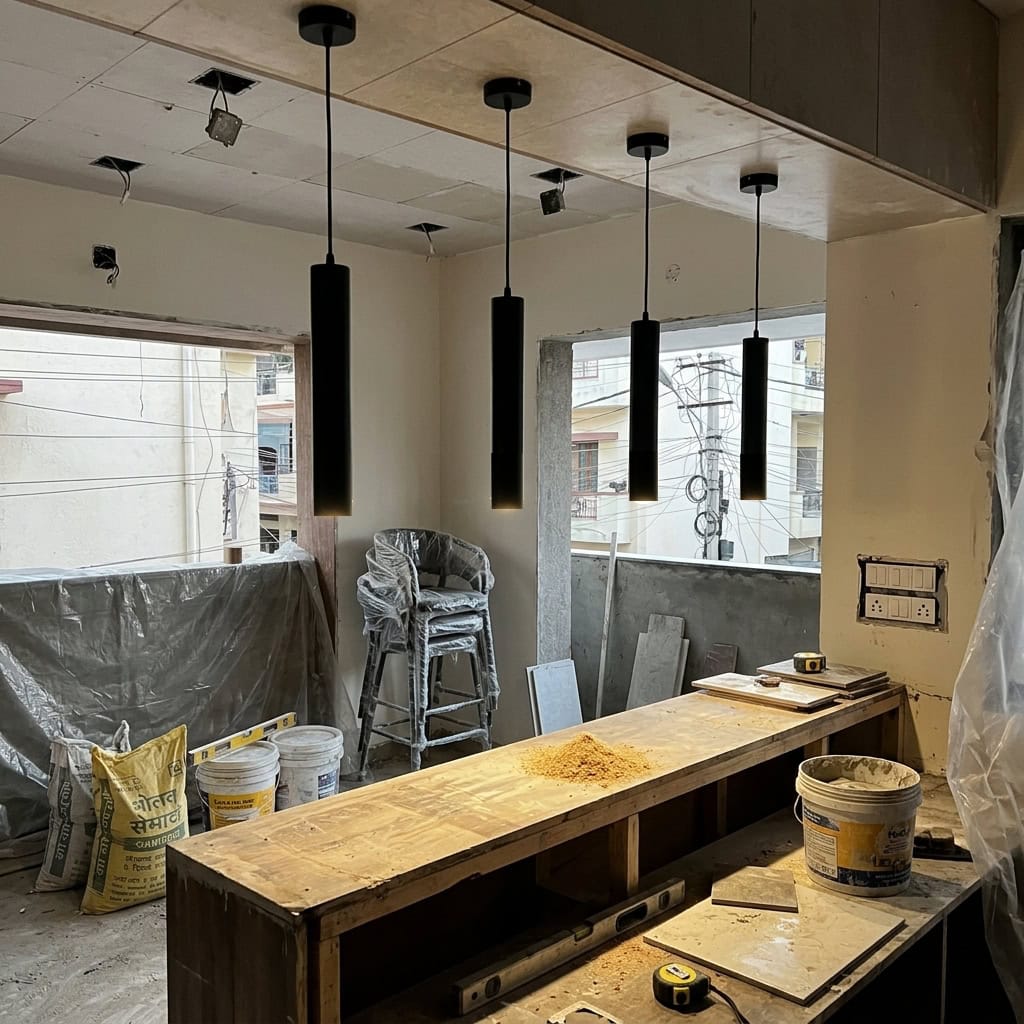 Customer hanging light installation