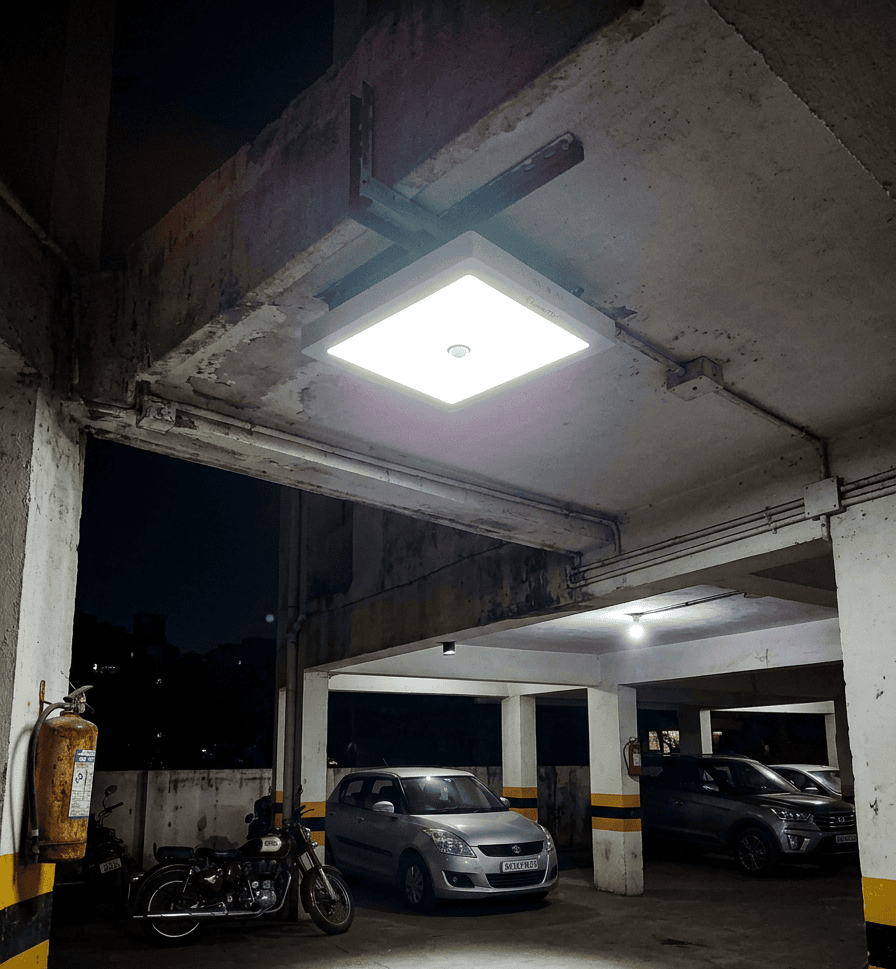 Motion light in society parking