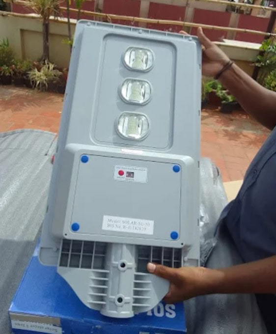 Manoj S. solar street light installation