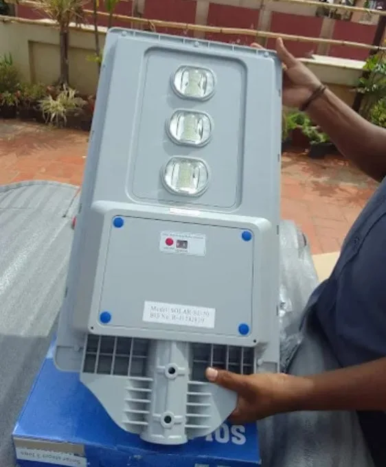 Manoj S. solar street light installation