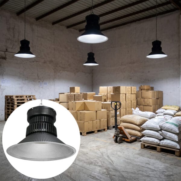 120 watt highbay light installed inside a small warehouse