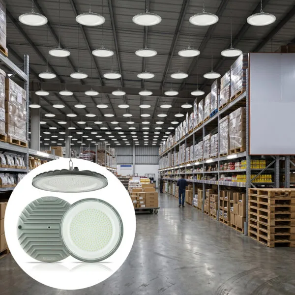 150 watt slim highbay light installed in an warehouse