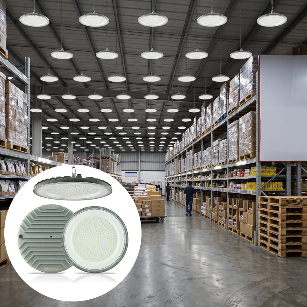 150 watt slim highbay light installed in an warehouse