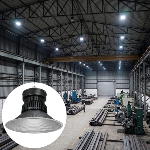 180 watt high bay light installed in a commercial warehouse