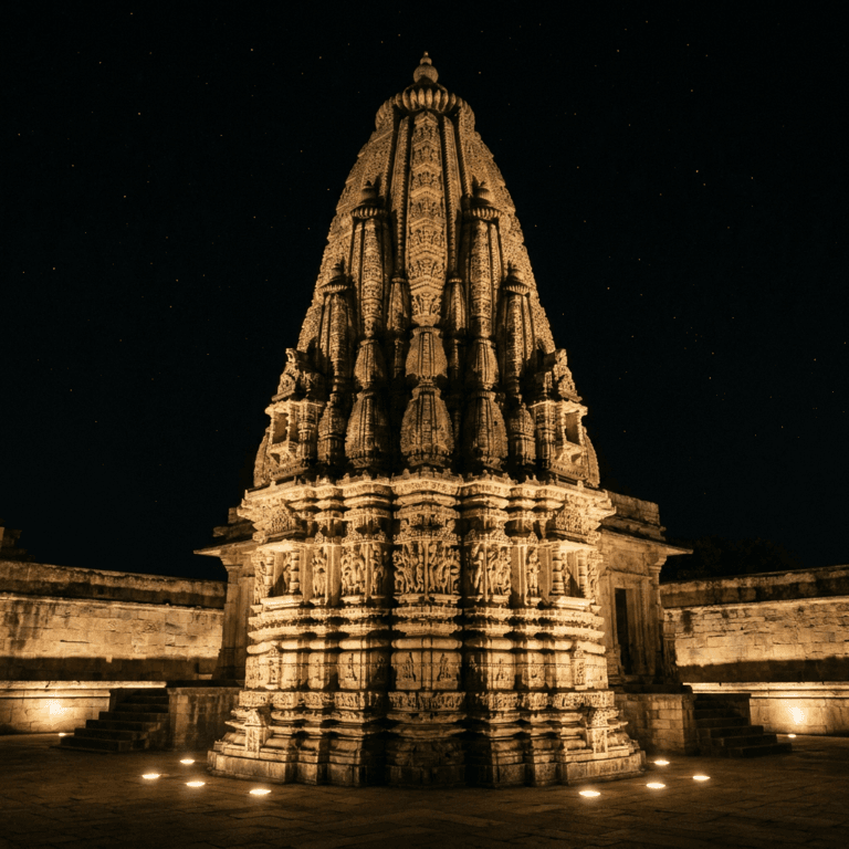 Temple facade lighting